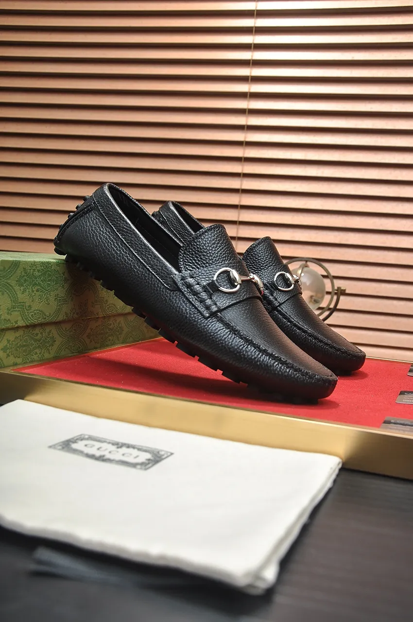 Men's Men's Shoes💰420💶【GUCCI】 (High-end Niuli) New 🍀Gucci*——Gucci Doudou Shoes! Made of imported original cowhide, the inner top layer is comfortable cowhide lining! Original wear-resistant rubber outsole! High quality products! Code number 38-44!
